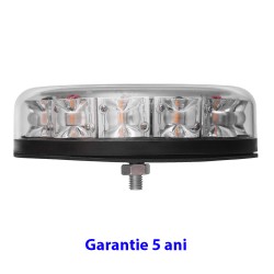 Girofar LED aerodinamic (doar 4,5 cm inaltime) 12-24V 12 LED-uri de 3W - 5 ani Garantie - 1 punct (ax filetat) de prindere